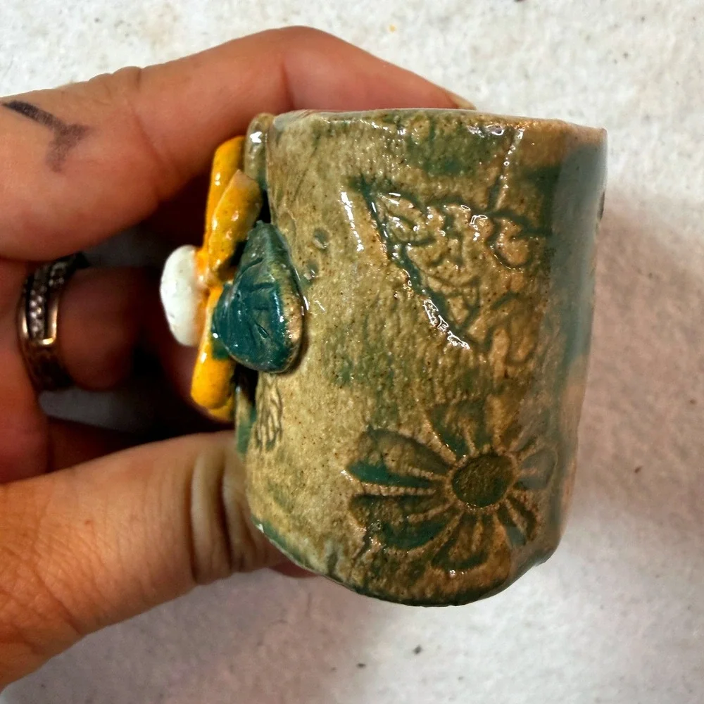 Vintage Handmade Napkin Rings Cottagecore Ceramic Floral Tablescape Set of 4